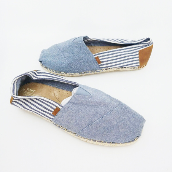 Toms Other - Toms Mens Alpargata Canvas Blue Striped Slip On